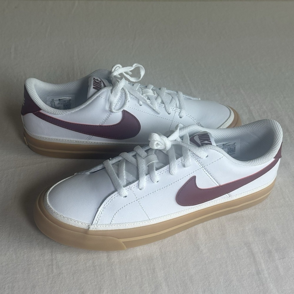 New Nike Court Legacy Big Kids' Shoes (White/Gum Yellow/Team Red) Size 7Y‎